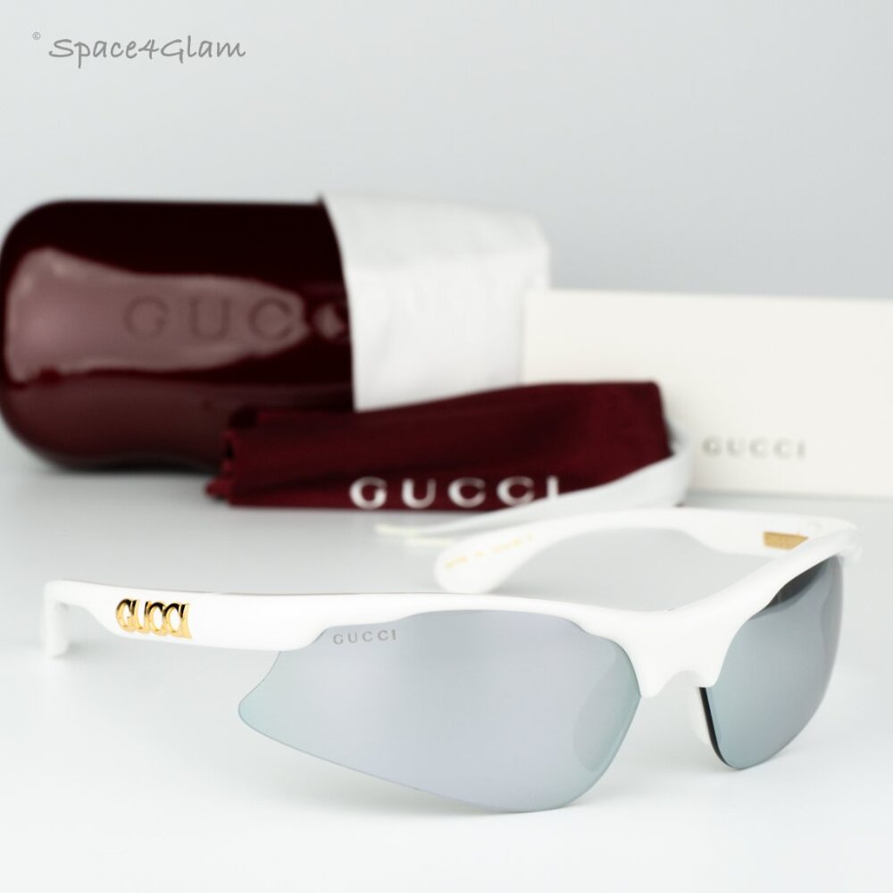 Gucci Men Sunglasses White Silver Mirror Mask GG1774S 002 BRAND NEW - Picture 4 of 12